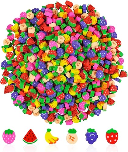 PRALB 800 piezas de mini borradores lindos, mini borrador de pasteles, borrador de animales, borrador de números, borrador de frutas (estilo
