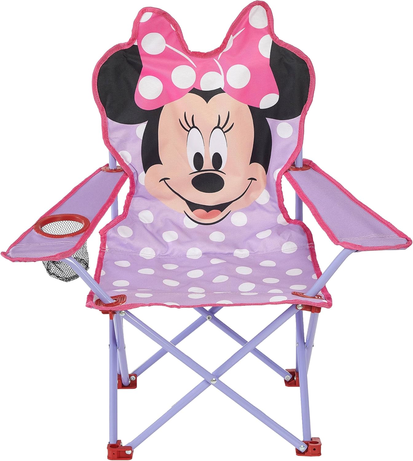 Disney Minnie Mouse Figural Folding Camp Chair for Kids, Portable Outdoor Chair with Carrying Case, Lightweight and Durable, Indoor/Outdoor Seating for Ages 3+, Perfect for Camping or Backyard