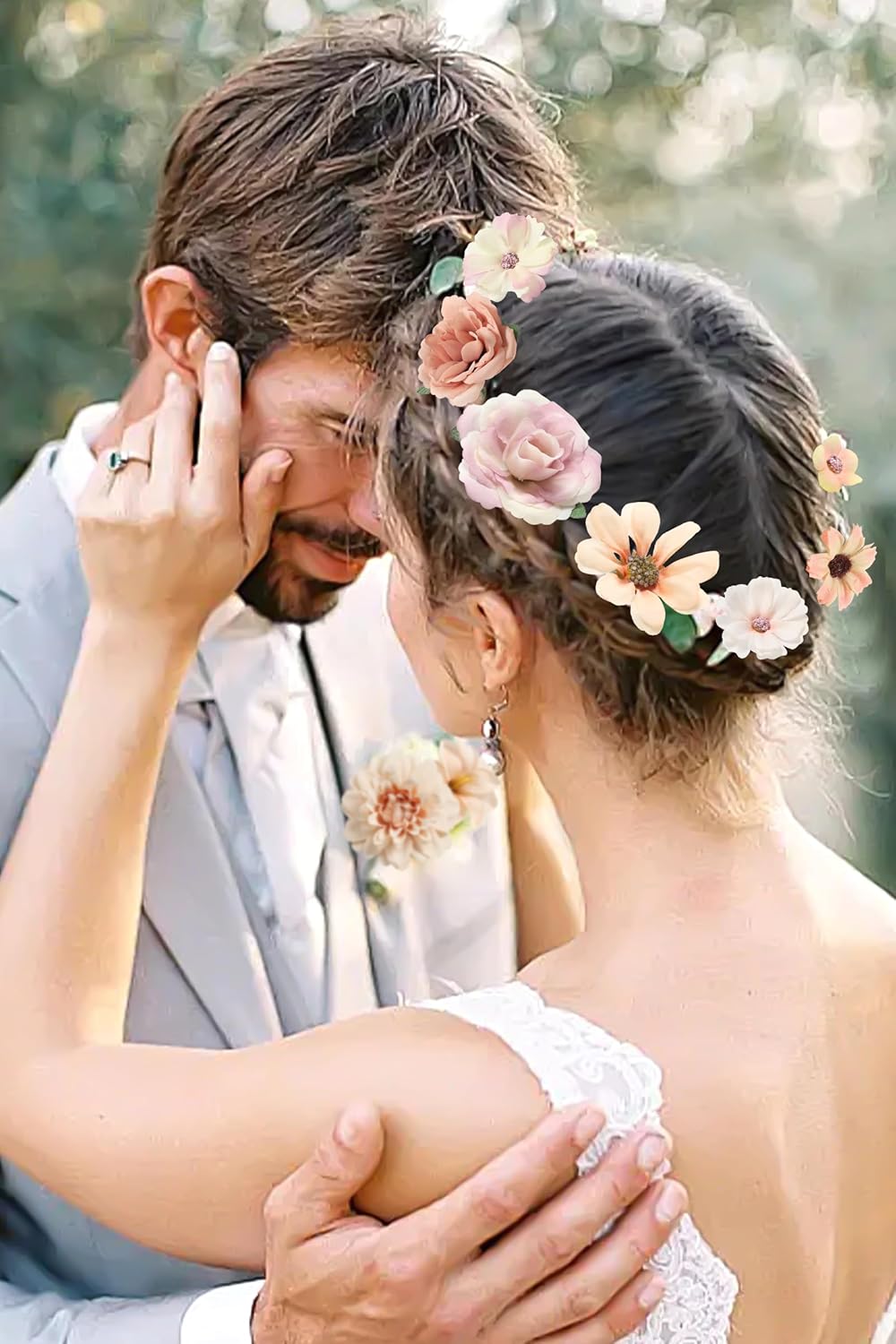 Fake Flower Heads Mini Artificial Flower Nude Color Faux Dahlia Rose Flowers for Crafts Cake Blossom Wreath Bouquets for Wedding Bridal Party Baby Shower Graduation Season Home Decor - Image 5