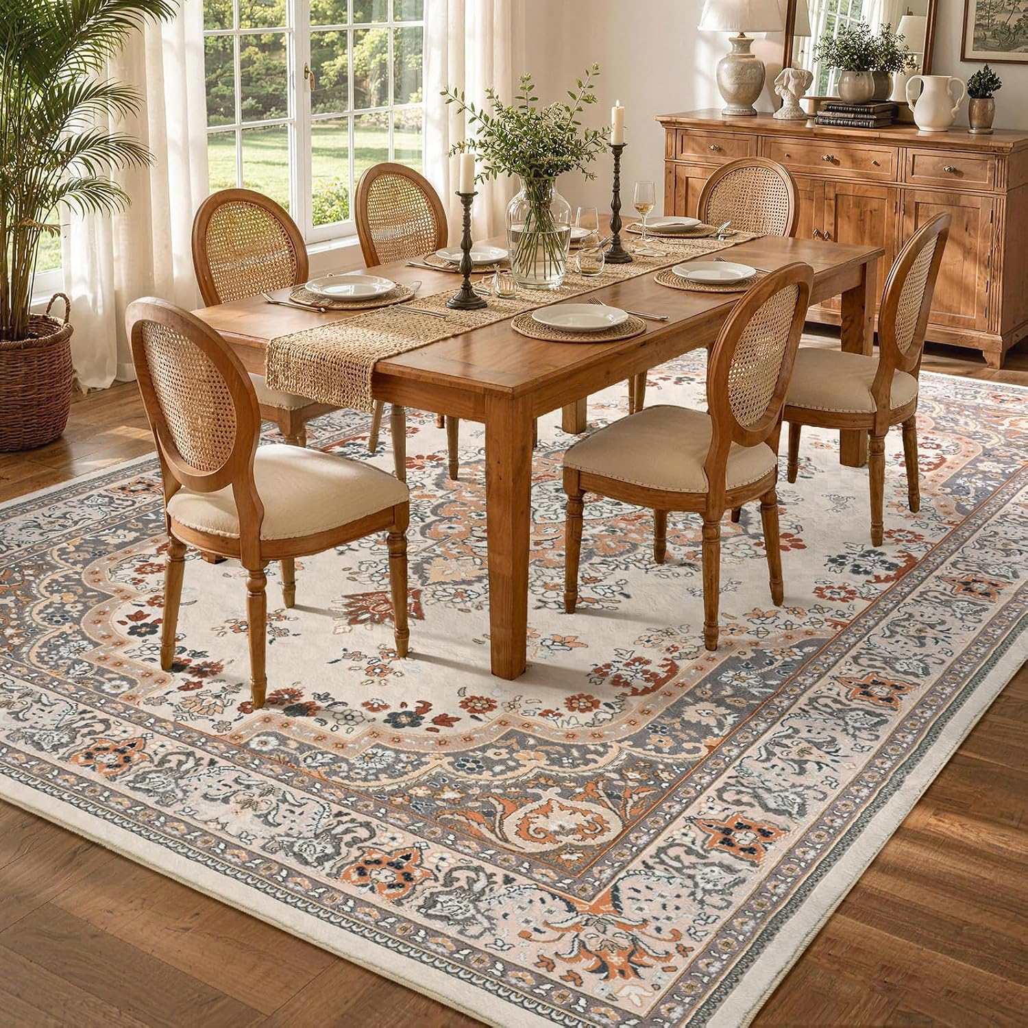 YOH 5x7 Ft Persian Washable Area Rug for Bedroom Nursery (Beige) image 5