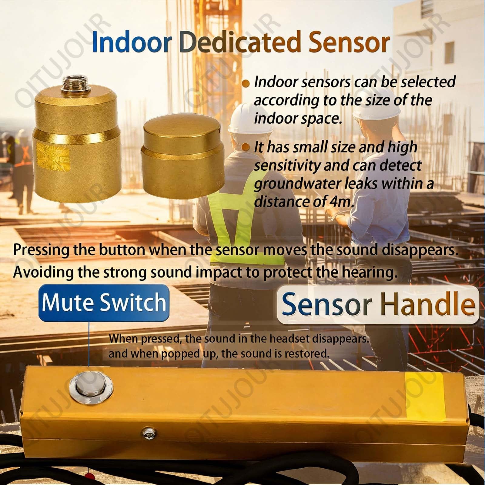 Detector digital de fugas de agua, sensor de alarma de agua con pantalla LCD, niveles de detección ajustables para tuberías y sótanos