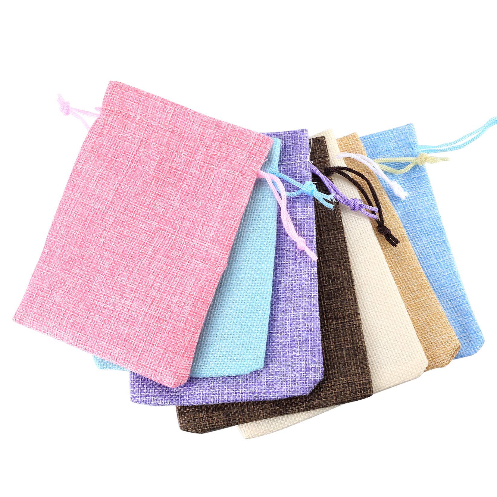 20 Sacchetti Iuta Multicolore 10x14 Cm – Tela Di Lino Con Cordoncino Per Regali, Gioielli, Lavanda - 4