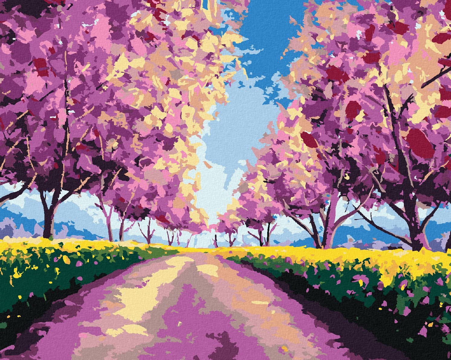 Malowanie według liczb - SAKURA na polu 80 x 100 cm z blejtramem (już napięty)