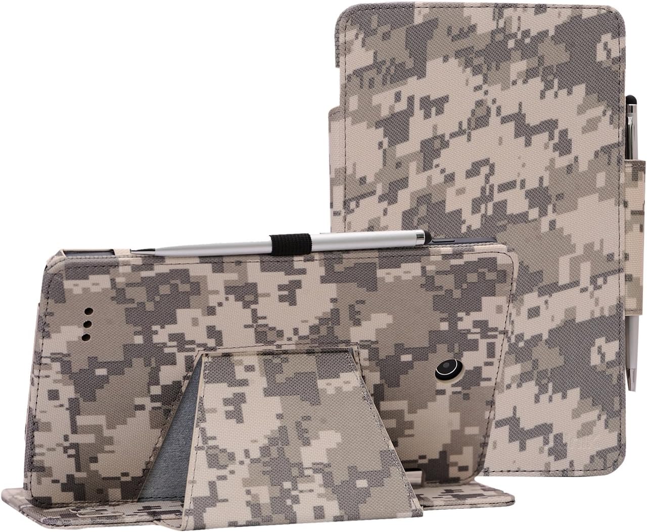 i-UniK Alcatel A30 Tablet Case 2017 T-Mobile Model #9024W LTE Slim Folio 8" Tablet Cover [Bonus Stylus] (ACU CAMO)