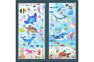 HOWAF 8 Sheets Ocean Animal Window Clings: Vibrant Undersea Adventure for Parties and Home Decor