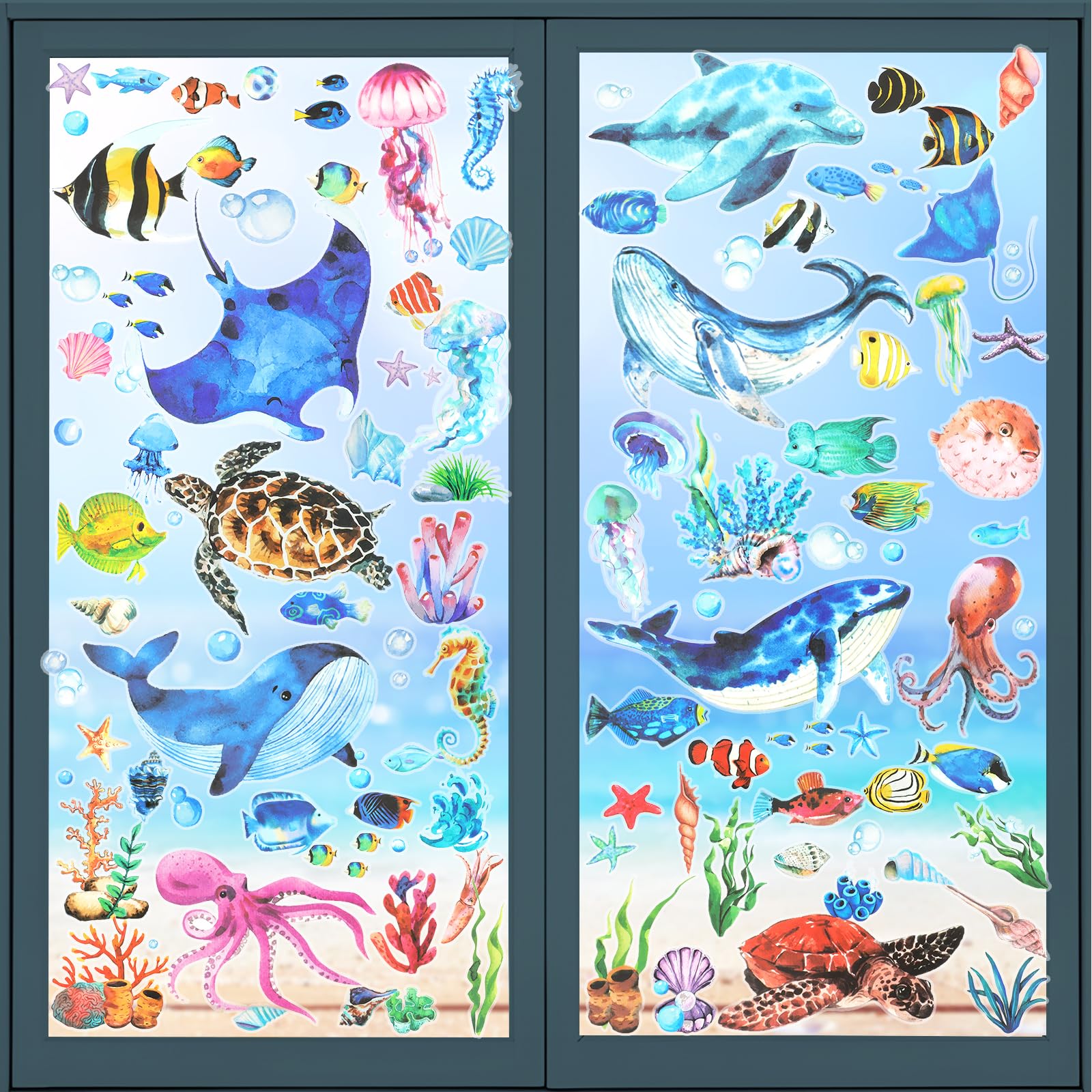 Wondever Pegatinas De Ventana Bajo El Mar Peces Pegatinas De