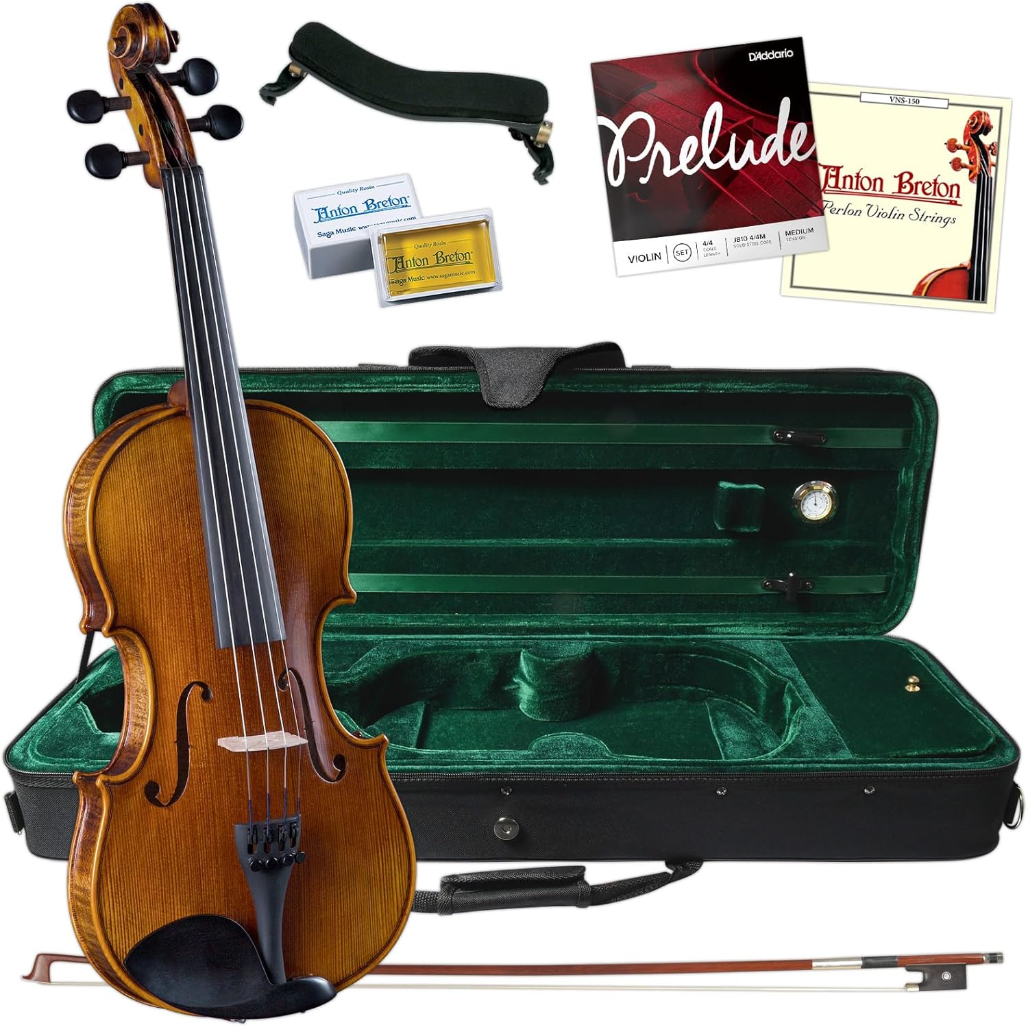 Cremona SV-500 1/4 Artist Violin Bundle – Setup and Ready to Play with Lightweight Case and Accessories Included – Select Solid Tonewoods and Ebony Fittings for Exceptional Tone and Playability