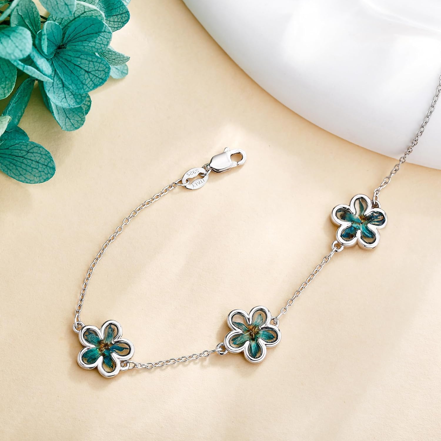 Flower Bracelet S925 Sterling Silver Sunflower/Daisy/Forget Me Not/Lotus Bracelets Flower Jewelry Gifts for Women Mom Wife - Image 3