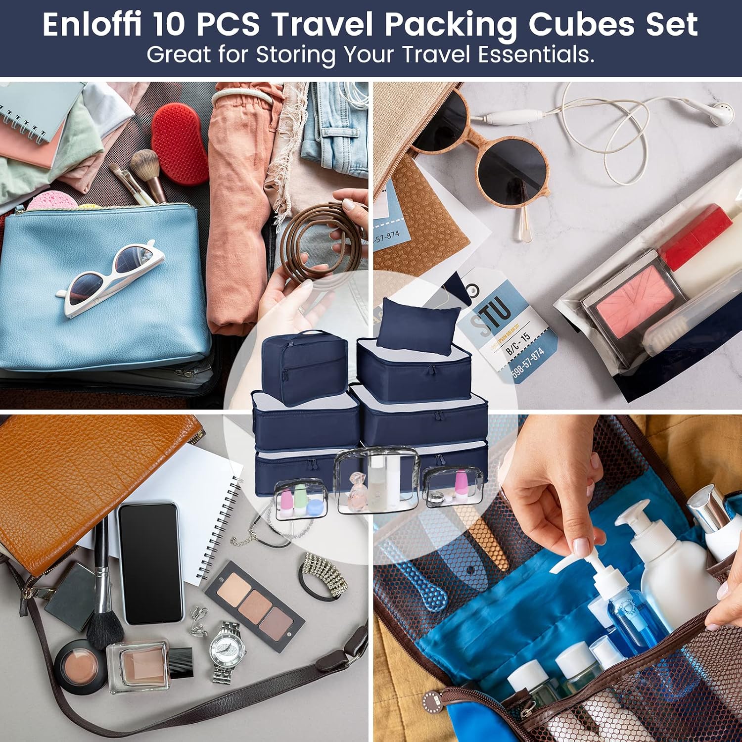 Enloffi Organizer Valigie 10 Pezzi Set Sistema di Cubo di Vi... 8 81GmcKDa2VL. AC SL1500