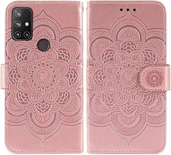 Case for OnePlus Nord N10 5G Case,OnePlus N10 5G BE2029 Wallet Case with Tempered Glass Screen Protector, Leather Flip Credit Card Holder Stand Phone Cover for OnePlus Nord N10 5G Rose Gold