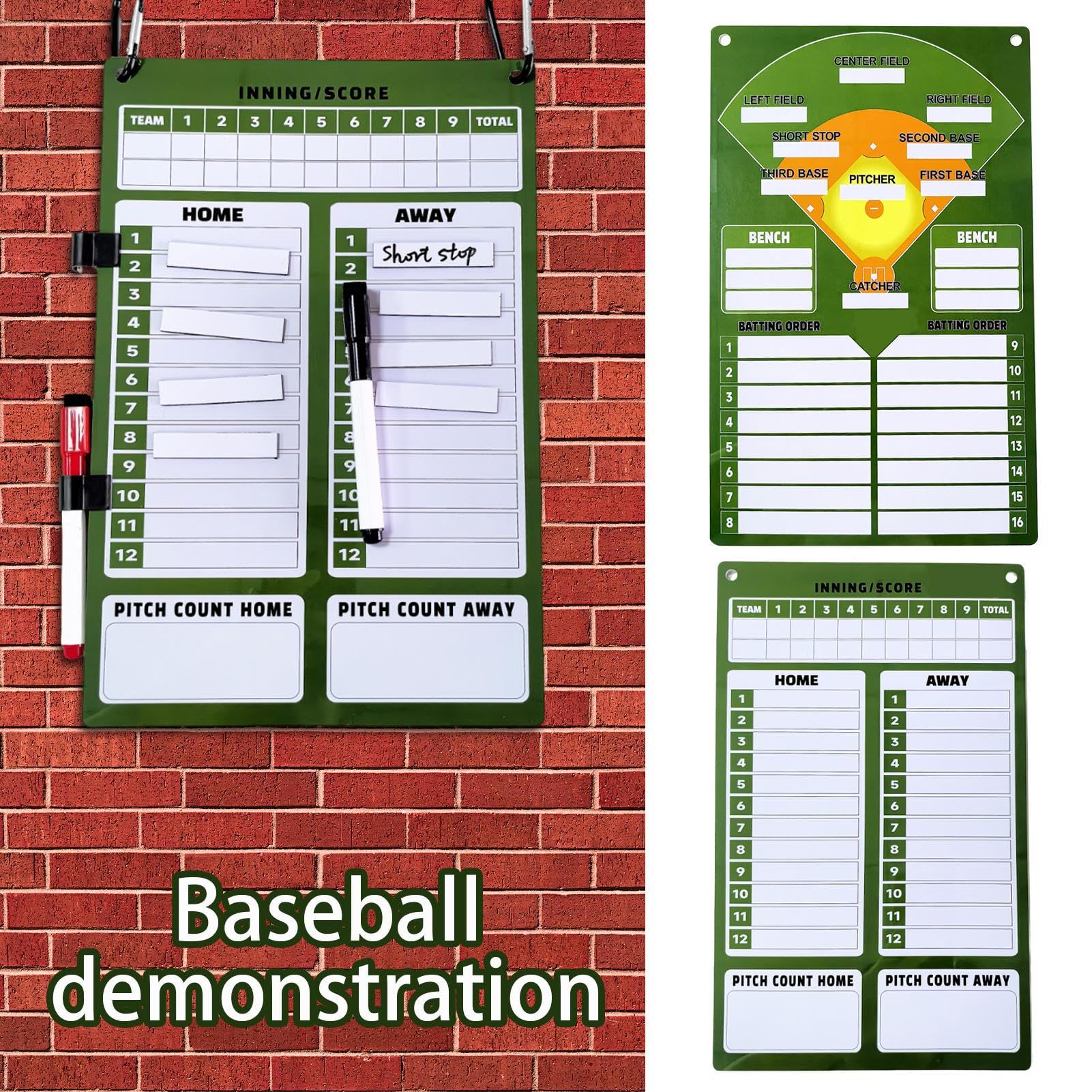 Lavagna da Baseball per Dugout | Lavagna Magnetica Cancellabile per Panchina - Lavagnetta Doppia Faccia per Allenamenti Giovanili Tornei Scolastici e Competizioni di