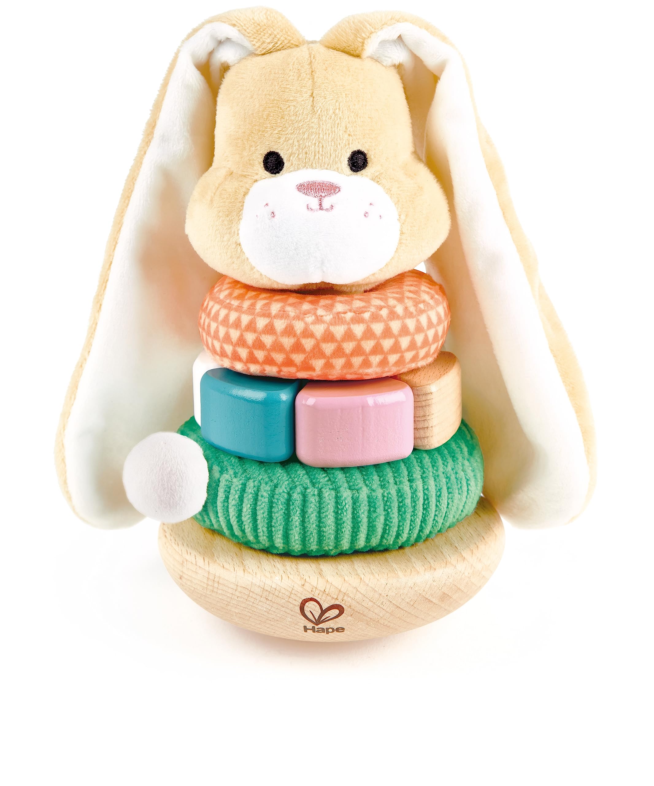 Hape Bunny Stacker|Wooden Stacking Rings|Wobble Learning Tower Developmental Toy, for Babies 10 Months+