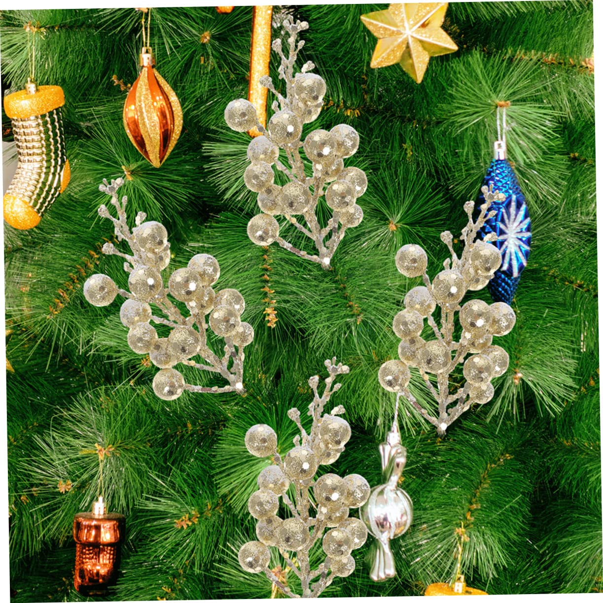Abaodam 48 Piezas De Pulgadas para De Flores Hojas Altas De Acebo Ramo Decorativo Artificial Bayas con Purpurina Ramas De Navidad Jarrones De Cm/In Accesorios para Hacer