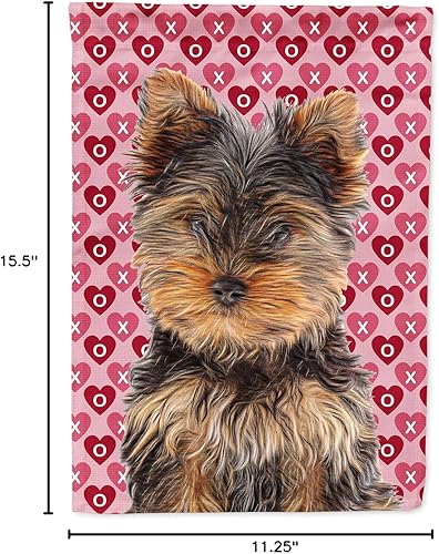 Miniatura 7 de Caroline's Treasures KJ1195GF - Bandera decorativa para jardín con diseño de corazones y Día de San Valentín, Yorkie Puppy/Yorkshire Terrier,