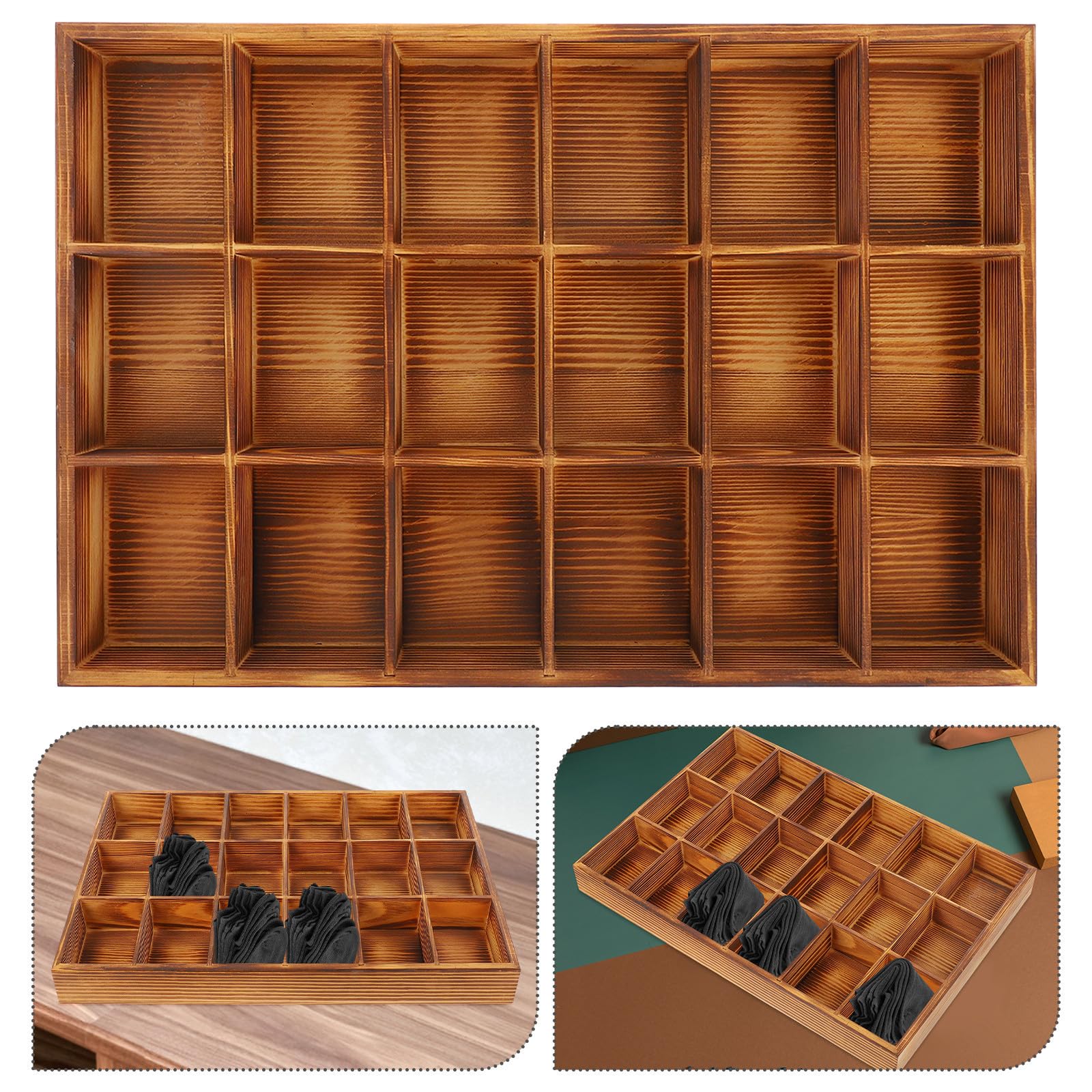 Organizador Compartimentos 18 Diseño con para Multicompartment de Ropa Interior y Calcetines de Madera Clasificar y Almacenar de Forma Versátil y Elegante Prendas y Accesorios