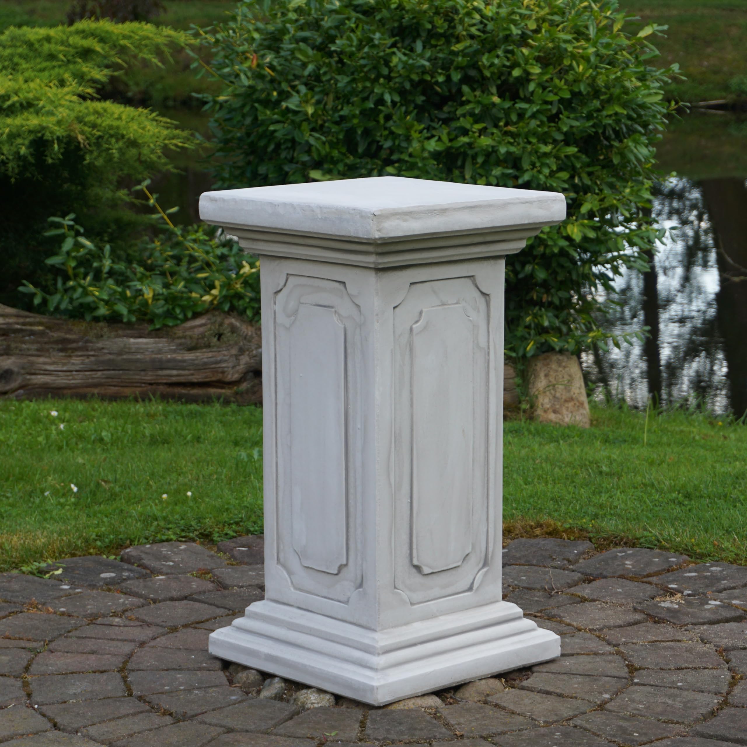 gartendekoparadies.de Klassisches Podest, Steinsockel, H. 72 cm, Stellfläche 39 x 39 cm, 100 kg, Grau, frostsicher aus Steinguss für Außenbereich