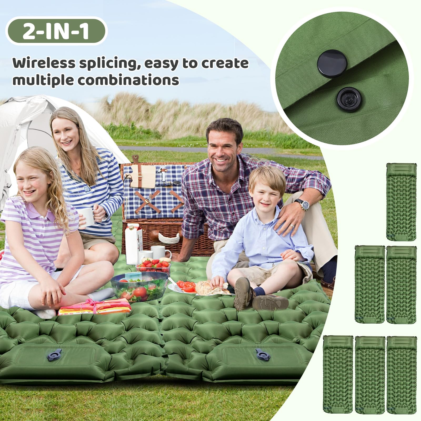 Colchoneta inflable ultraligera para dormir para camping, almohadilla de dormir autoinflable con bomba de pie integrada, colchón de aire duradero e impermeable para aventuras de camping y