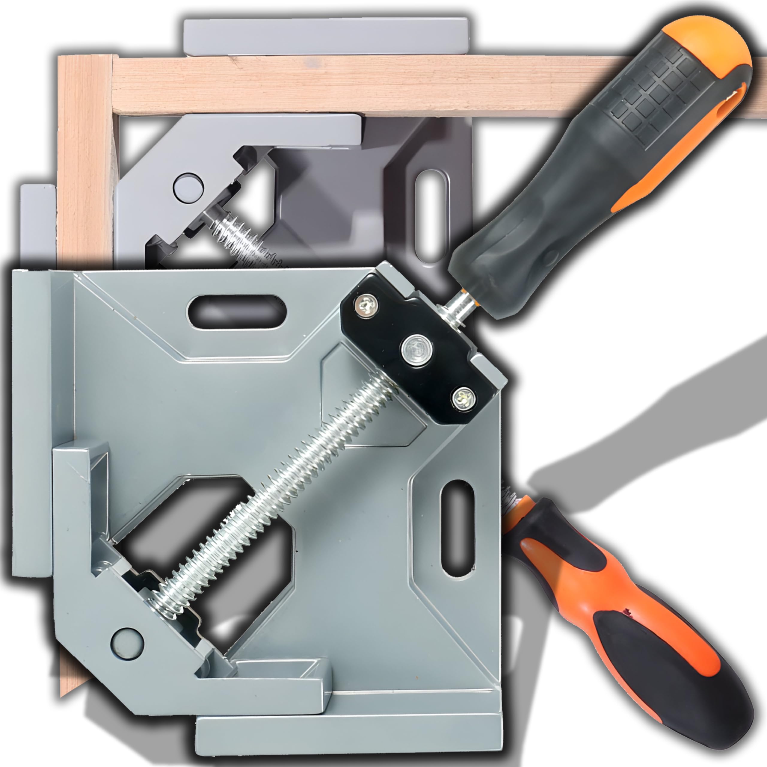 2 stuks hoekspanners, 90 graden roestvrij stalen hoekspanner, met swinggrenen, enkele handgreep, hoekklem voor houtbewerking, engineering, fotolijst (sluiten
