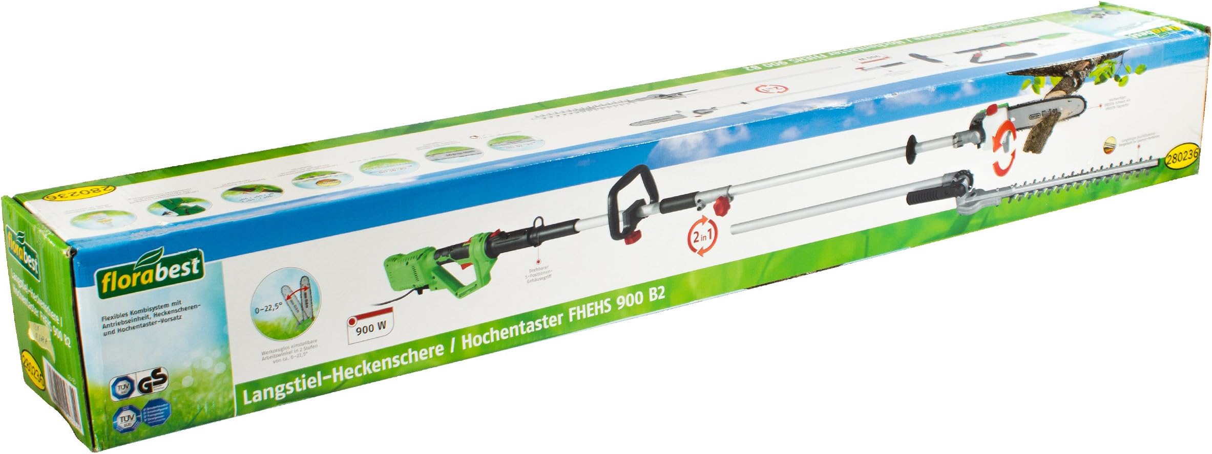 Florabest® Long handle hedge trimmer, FHEHS 900 B2 garden shears 2 in 1