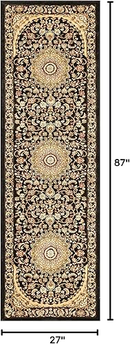 Miniatura 2 de Alfombra Well Woven con medallón de sultán de color negro, oriental, tradicional, fácil de limpiar, resistente a la decoloración, moderna,