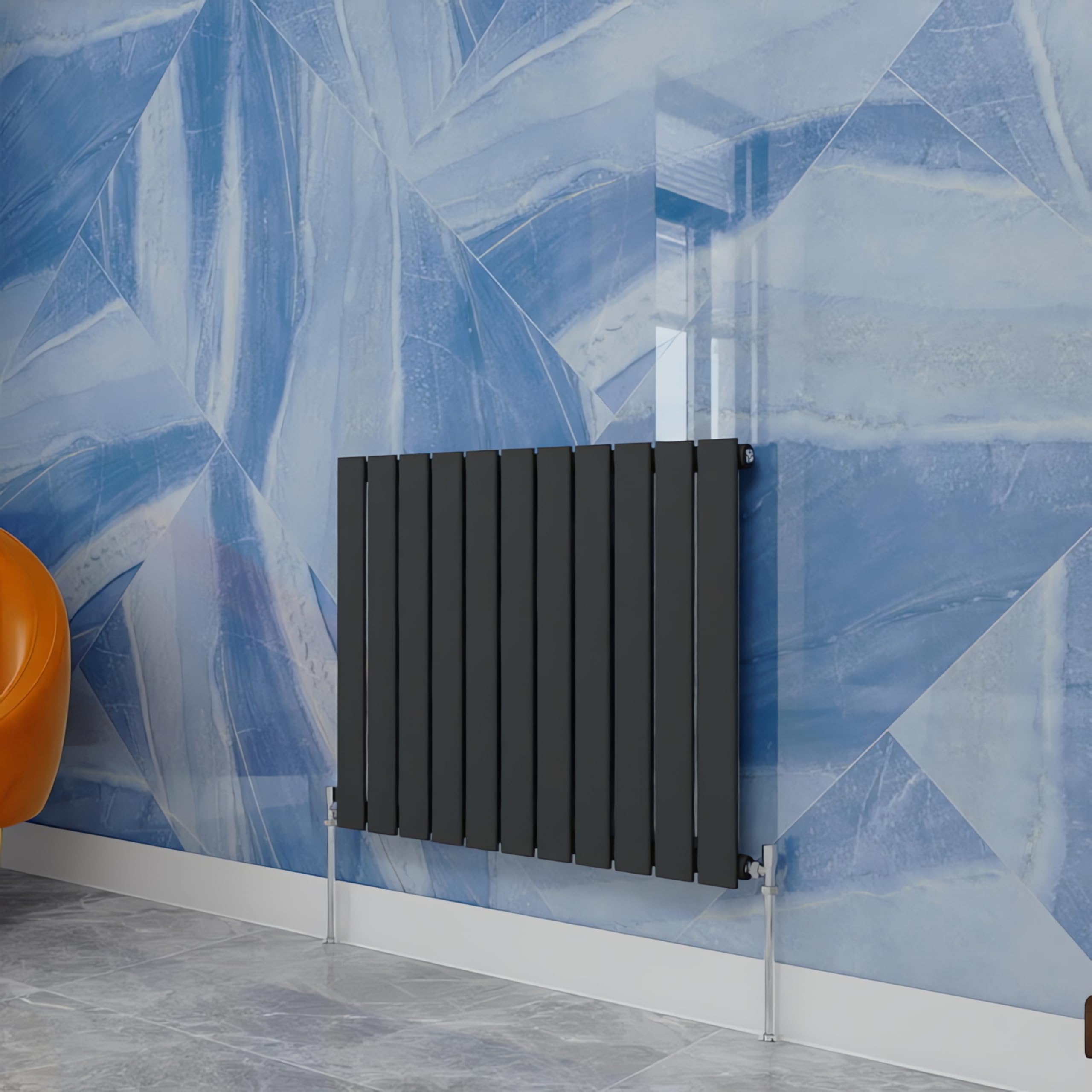 Simple Bathrooms Anthracite Central Heating Radiator,600X748mm Horizontal Flat Single Panel Column Energy-Efficient For Morden Multi-Scene