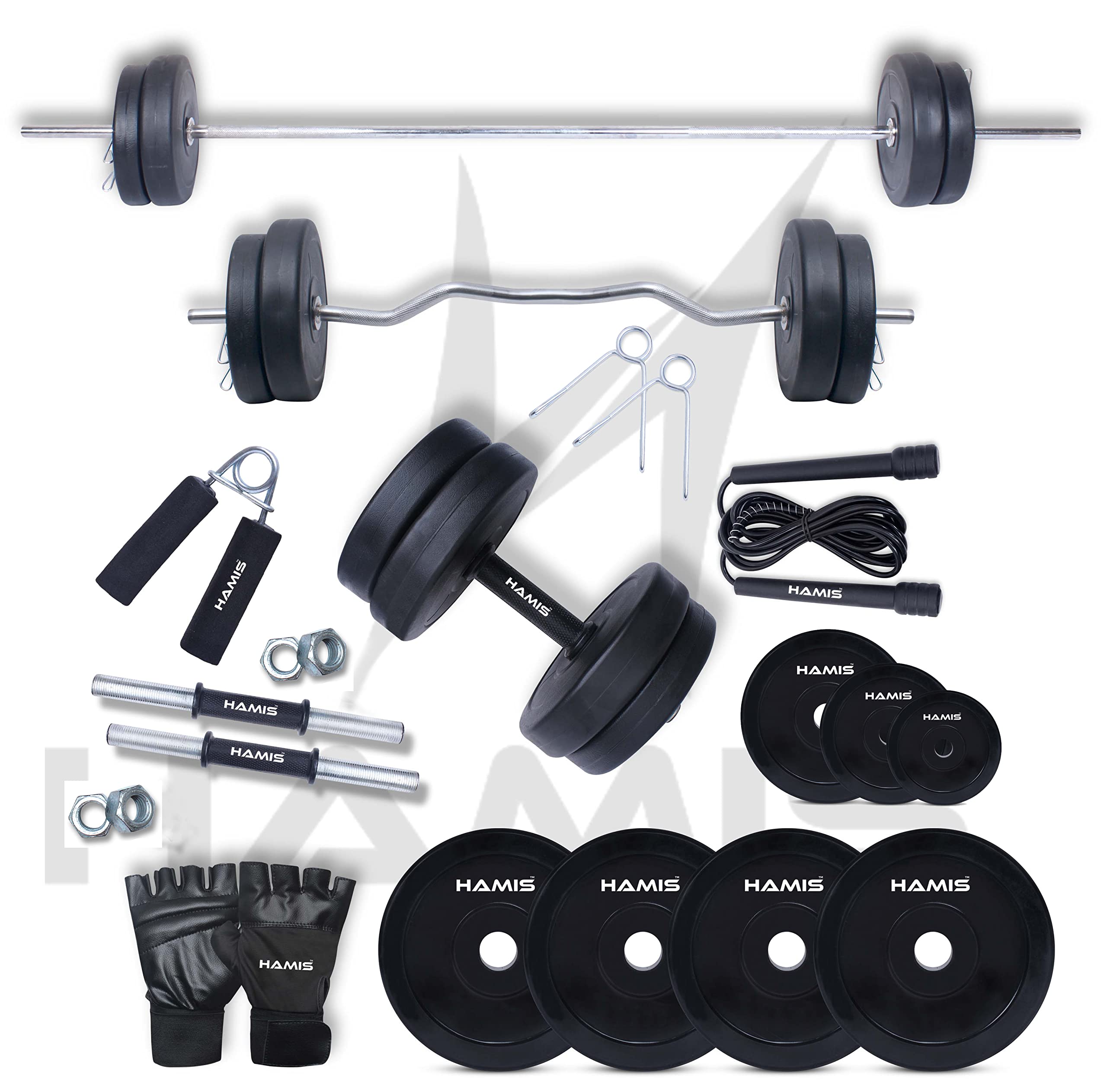 Buy HAMIS Home Gym Set, Gym Equipments, Home Gym Combo, Rubber Dumbbell
