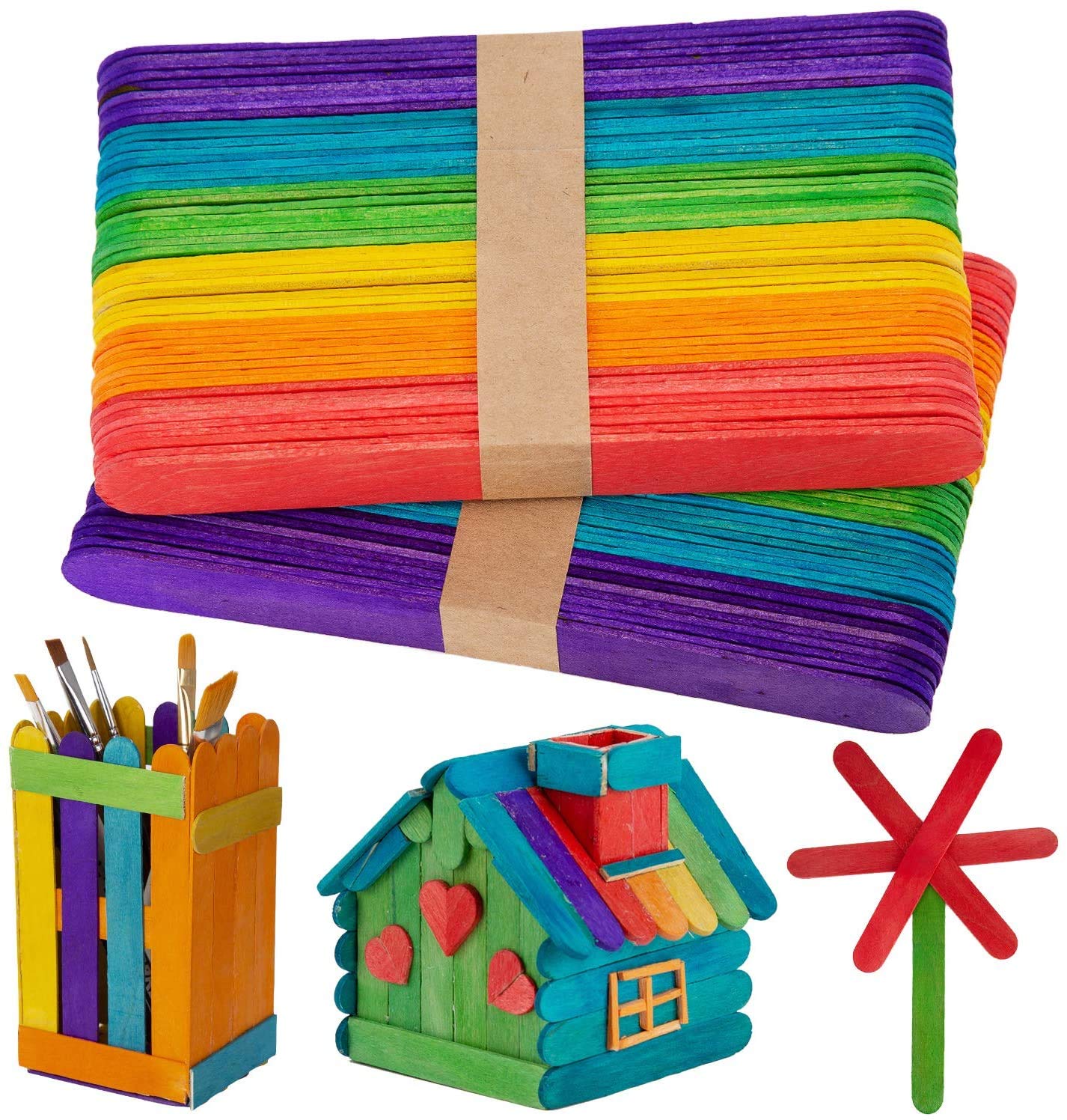 ProLeo Pack of 100 Colourful Wooden Sticks 15 x 2 cm Wooden Sticks for Homemade Crafts Designs - Image 4