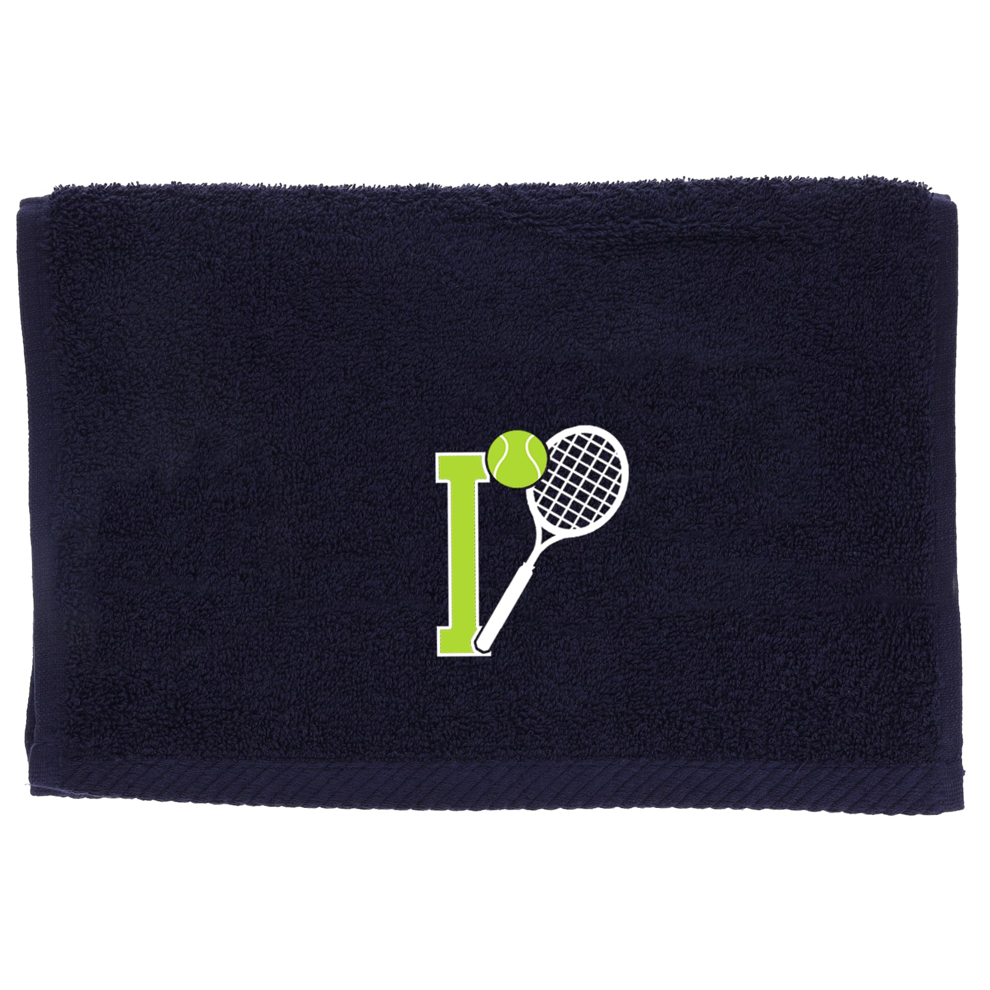 Always Looking Good Tennis Towel with Monogrammed Embroidery Initial Gift for Men & Women, Training Accessory Gift, Gym Towel Present for Tennis Players Birthday, Retirement, Christmas - Navy, I