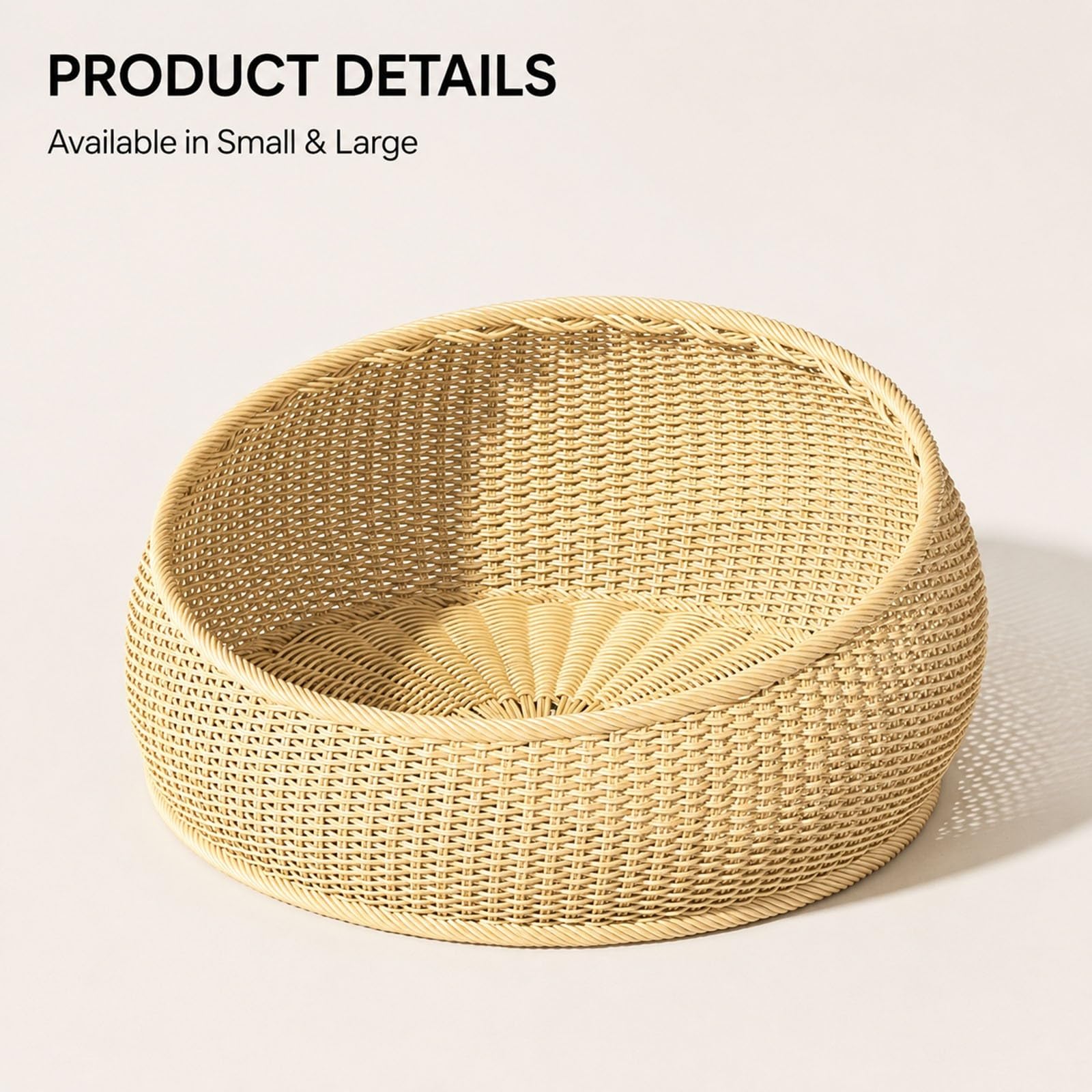 Generico Cuccia Rotonda per Gatti in Rattan Con Cuscino in Cotone, Lavabile