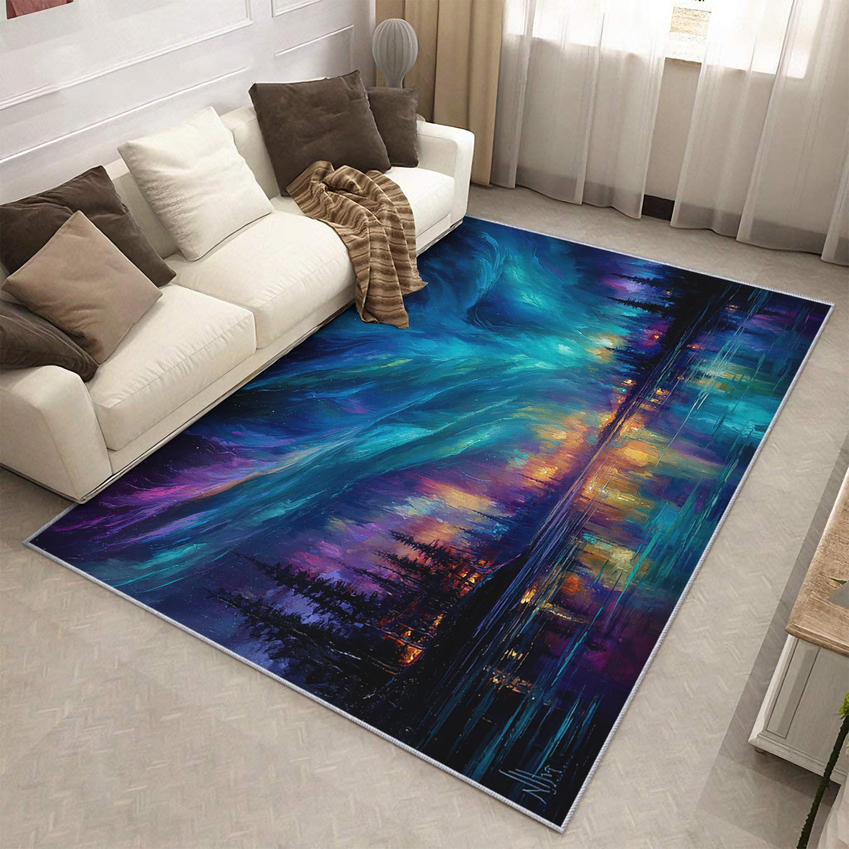 Tapis peinture à l'huile pour chambre et bureau déco artistique 80x150 cm