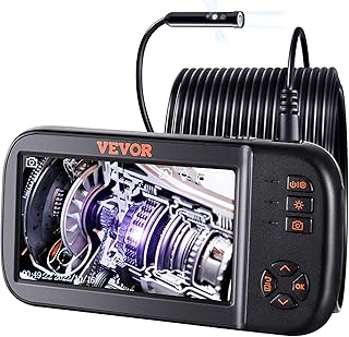 VEVOR 3 Lens Industrial Endoscope, 1080P HD Digital Borescope Inspection Camera 4.5 Inch IPS Screen IP67 Waterproof Snake Camera with 8 LED Lights, 16.5FT Semi-Rigid Cable, 32GB Card and Helpful Tool