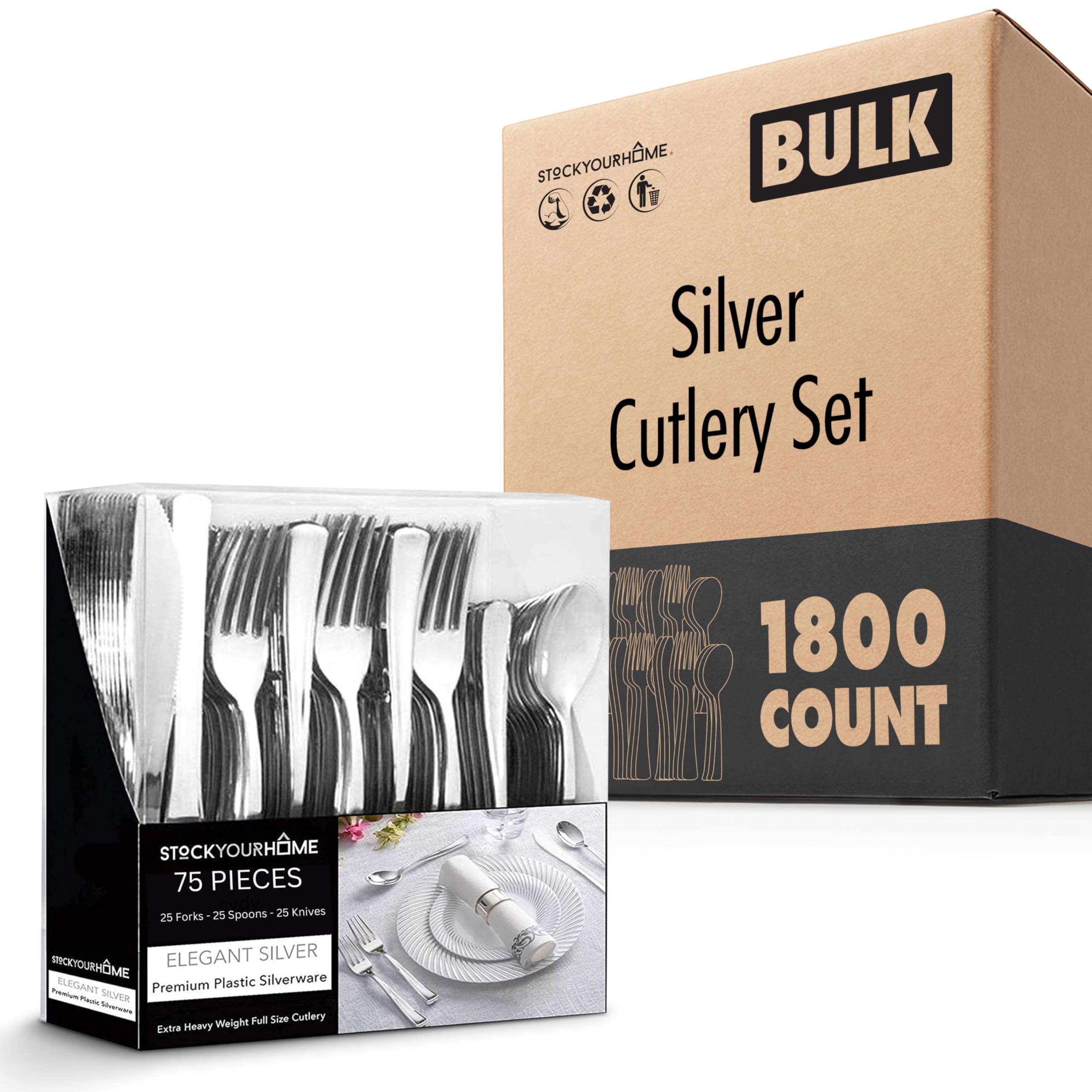 Stock Your Home 1800 Count / Silver / Formal, Traditional Spoons