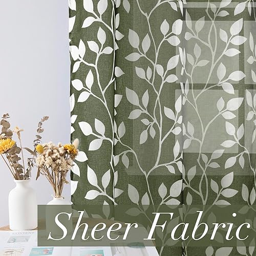 Miniatura 2 de XTMYI Cortinas verde oscuro para dormitorio, sala de estar, decoración de guardería, temática de dinosaurio, cortinas botánicas transparentes de la