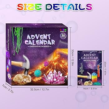 NATIONAL GEOGRAPHIC Kids Advent Calendar - 24 Science Experiments, Rocks, Fossils And Gemstone Dig Kit With Storage Bag