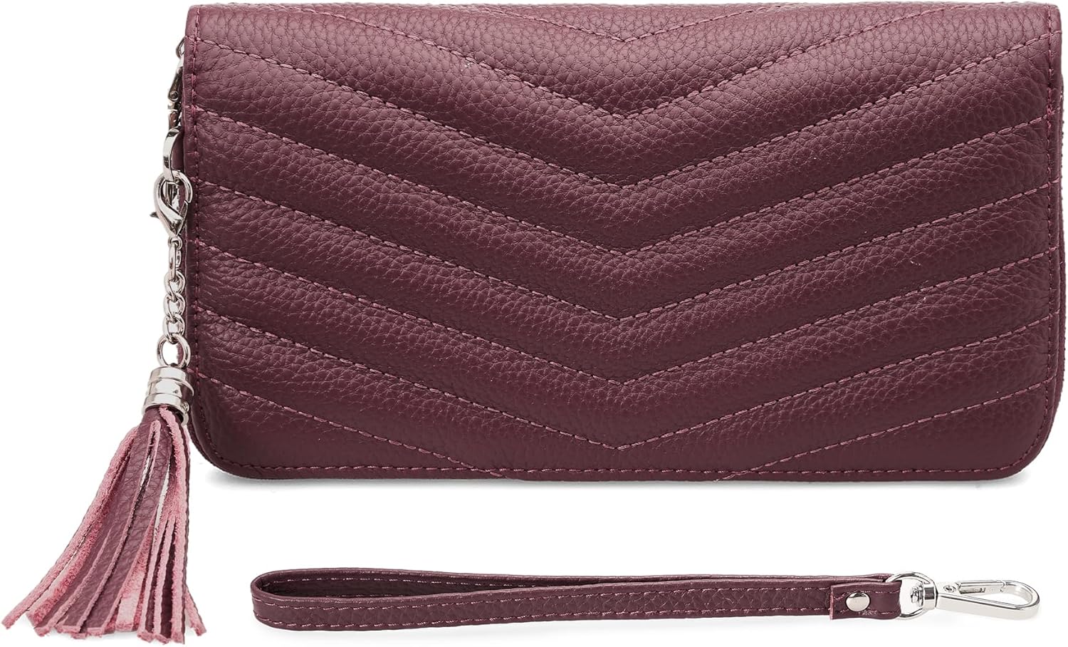 befen Black Wallet for Women Soft Genuine Leather Quilted Wristlet Clutch Wallet RFID Blocking Zip Around Designer Wallet - Image 8