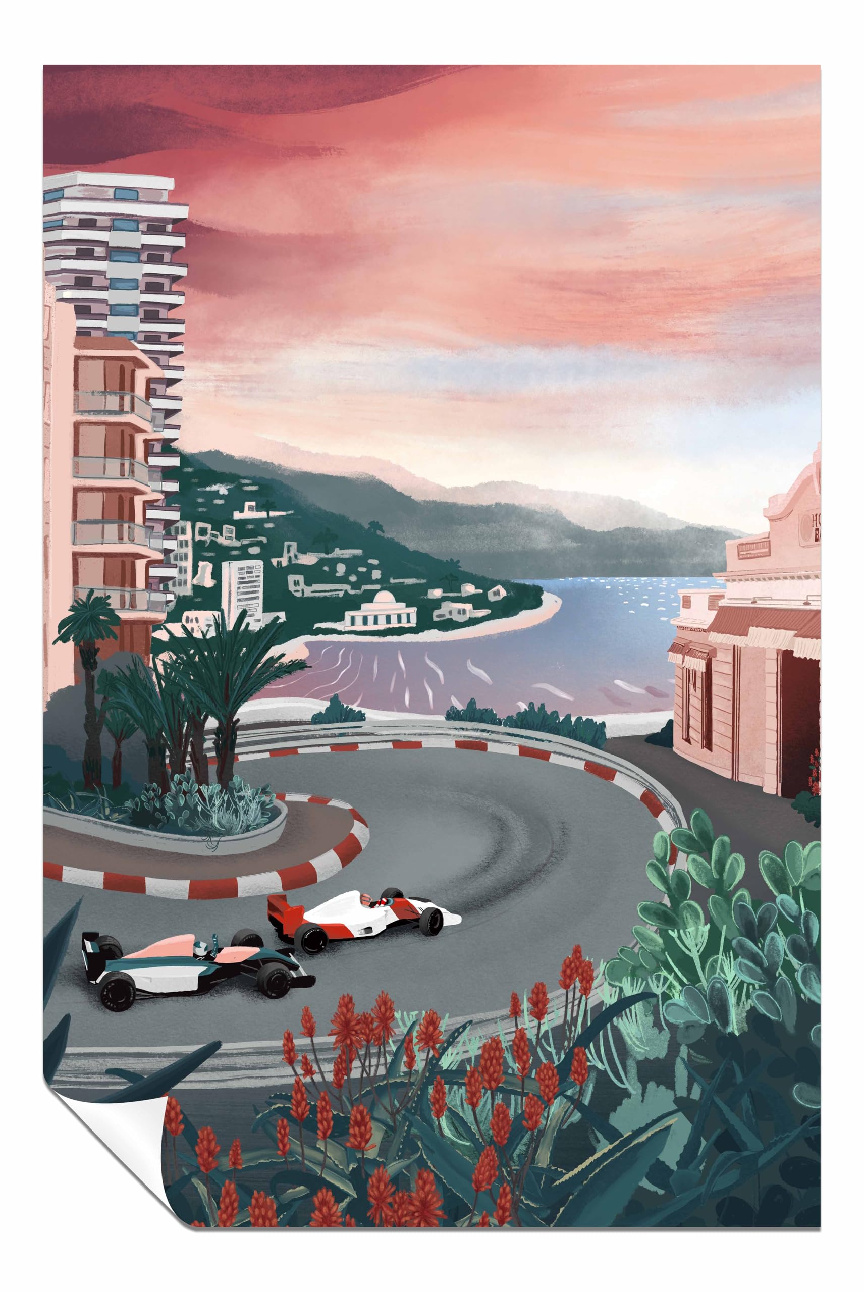Panther Print Unframed Poster Monaco Circuit Print, Pictures For Home Walls, Bedroom, Living Room & Bathroom Decor 91X61cm (36X24in)