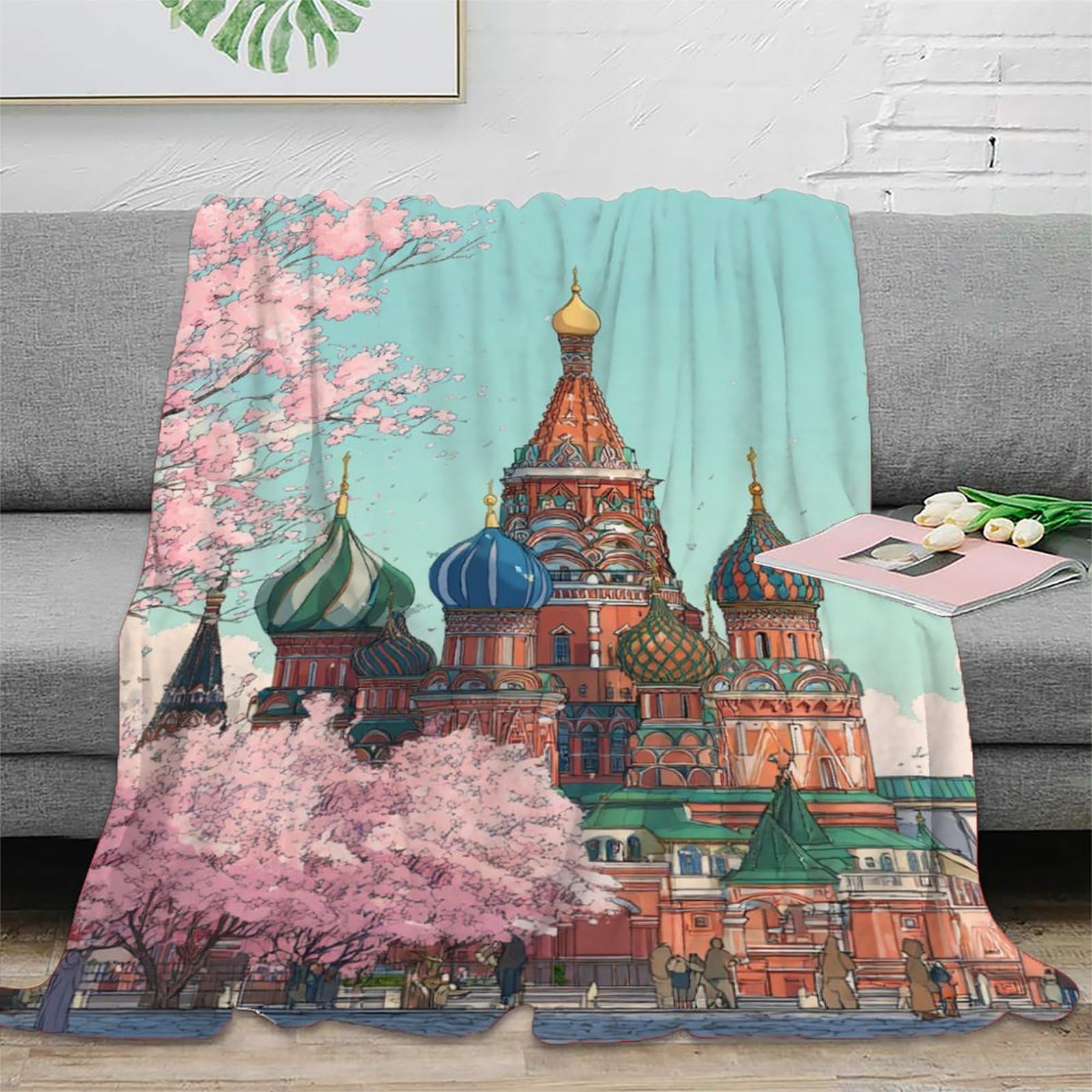 SHUNXIFQ Kremlin, Moscow Throw Blanket 3D Printed Bedding Soft Cozy Gifts Lightweight Fluffy Plush for Kids Teens Adults for Boys Girls All Season Couch Sofa 60x80inch(150x200cm)