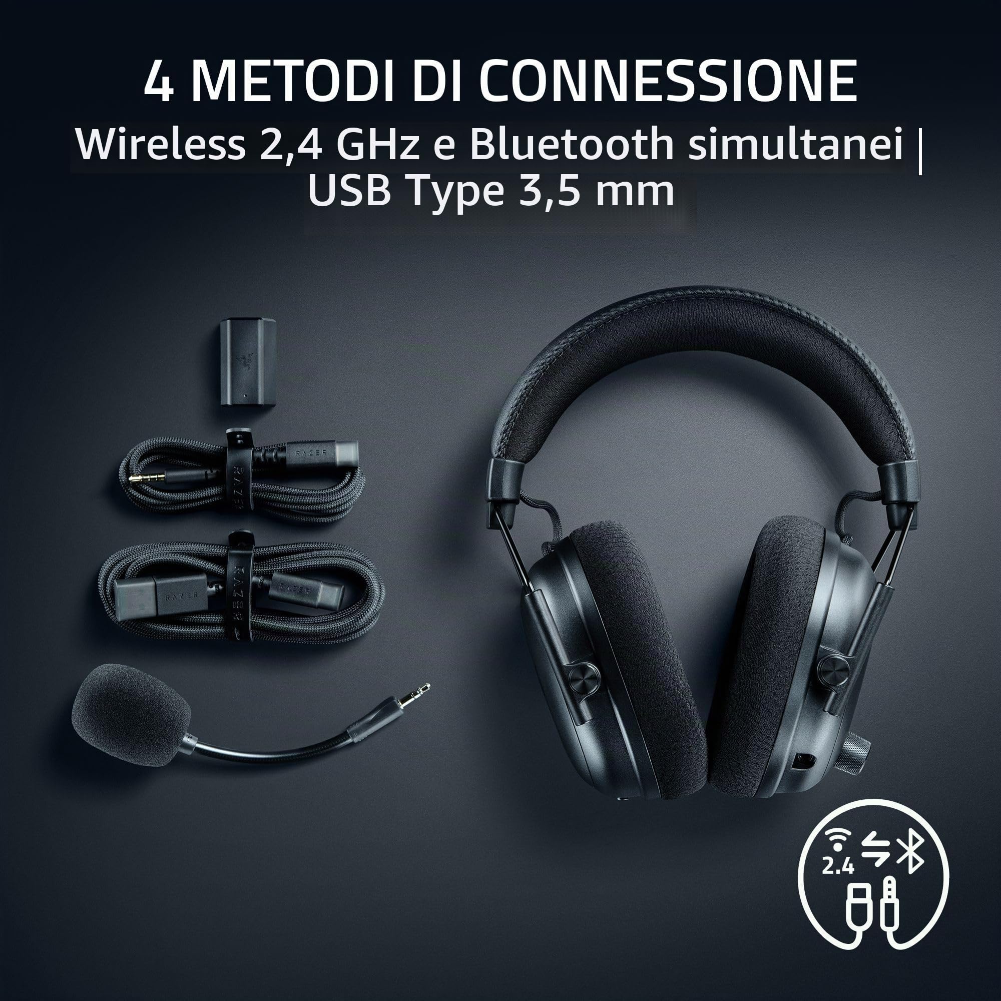Razer BlackShark V3 Pro CS2 - Cuffie wireless per e-sport con cancellazione del rumore ANC - Driver audio da 50 mm - Microfono rimovibile - HyperSpeed 2,4 GHz & Bluetooth - PC/Mac | Dragon Lore
