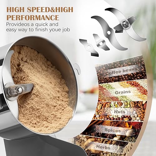 Miniatura 2 de 800G Electric Grain Grinder Mill, 2000W Swing-Type 304 Dry Cereals Pulverizer Makes Dry Goods, Spices, Coffee, Pepper, Etc., Commercial 110V