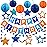 meowtastic Birthday Decorations, Happy Birthday Banner with Honeycomb Balls, Star Hanging Swirl Streamers, Circle Dots Garland, Happy Birthday Party Decorations for Women Girls (Blue & Orange)