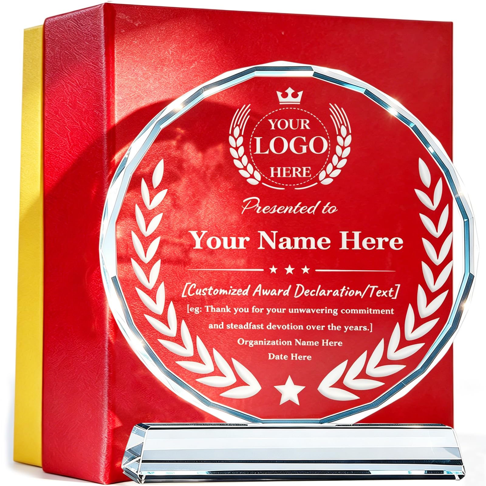 Zkgiftsdz Premium Custom Crystal Trophy – Personalized Laser Engraved Glass Award for Employee Recognition, Retirement & Sports – Elegant Corporate Gift & Desk Decor