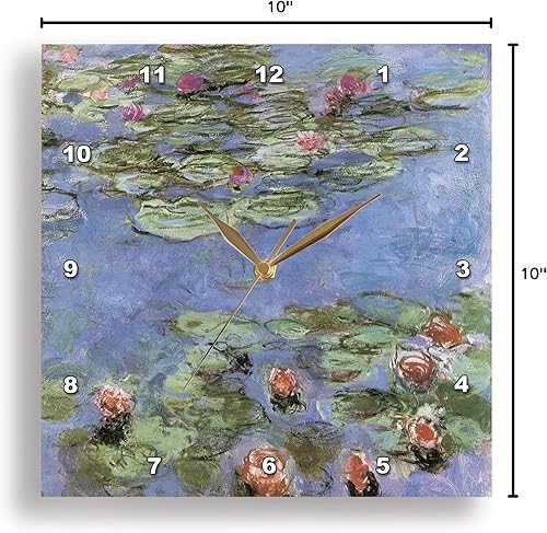 Miniatura 9 de 3dRose Reloj de pared silencioso - 10 pulgadas - Nenúfares Vintage Monet - PS Vintage
