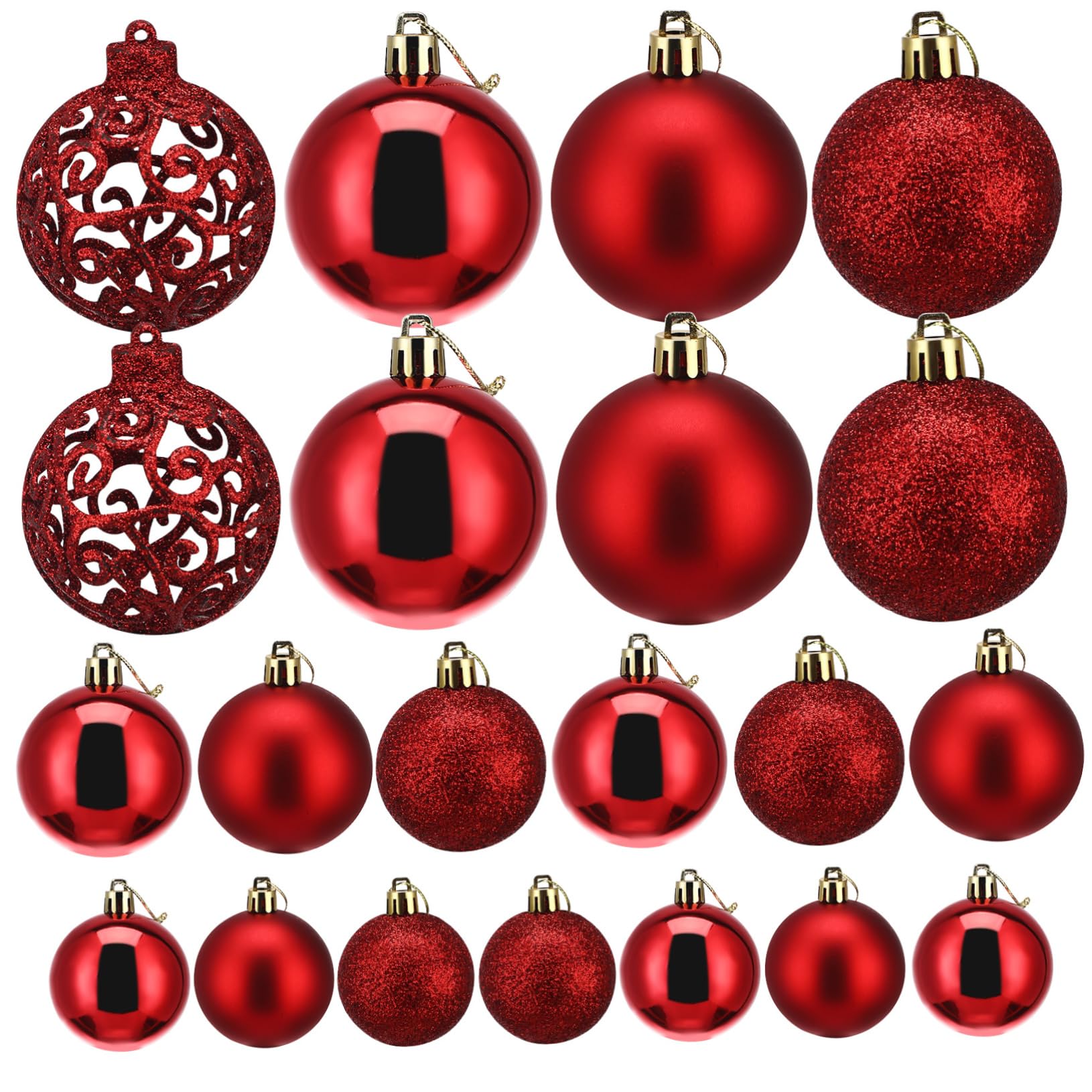 Cabilock Lot de 100 Boules de Noël Rouges Galvanisées Creuses pour Décorations d'arbre de Noël
