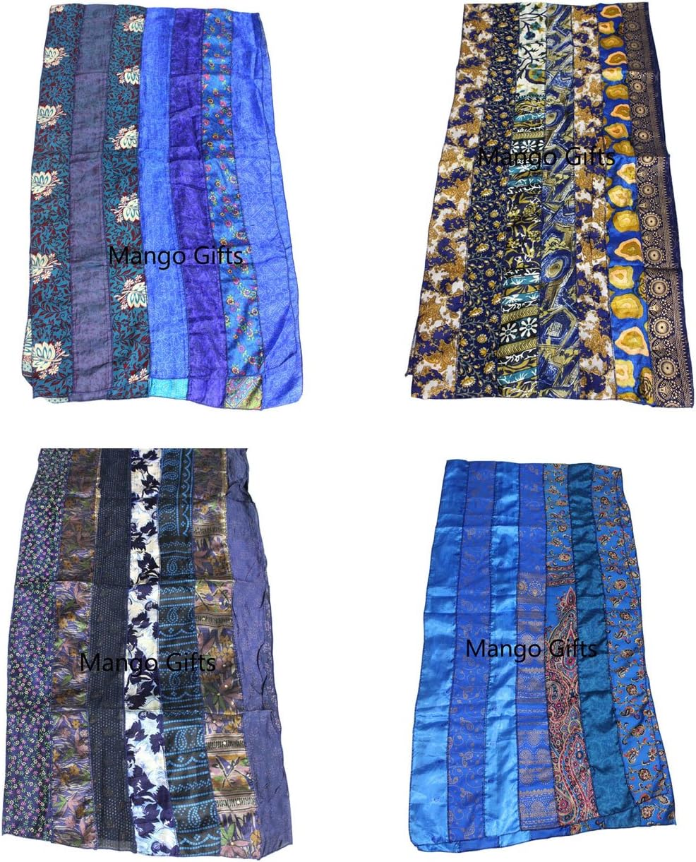 Women's Lot of 10 Silk Sari Fabric Handmade Scarves Scarfs