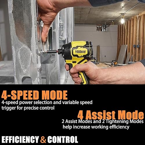 Miniatura 5 de YOIbuy - Destornillador de impacto inalámbrico de 1/4 de pulgada, taladro de impacto compacto y ligero, compatible con baterías Dewalt de 20 V,