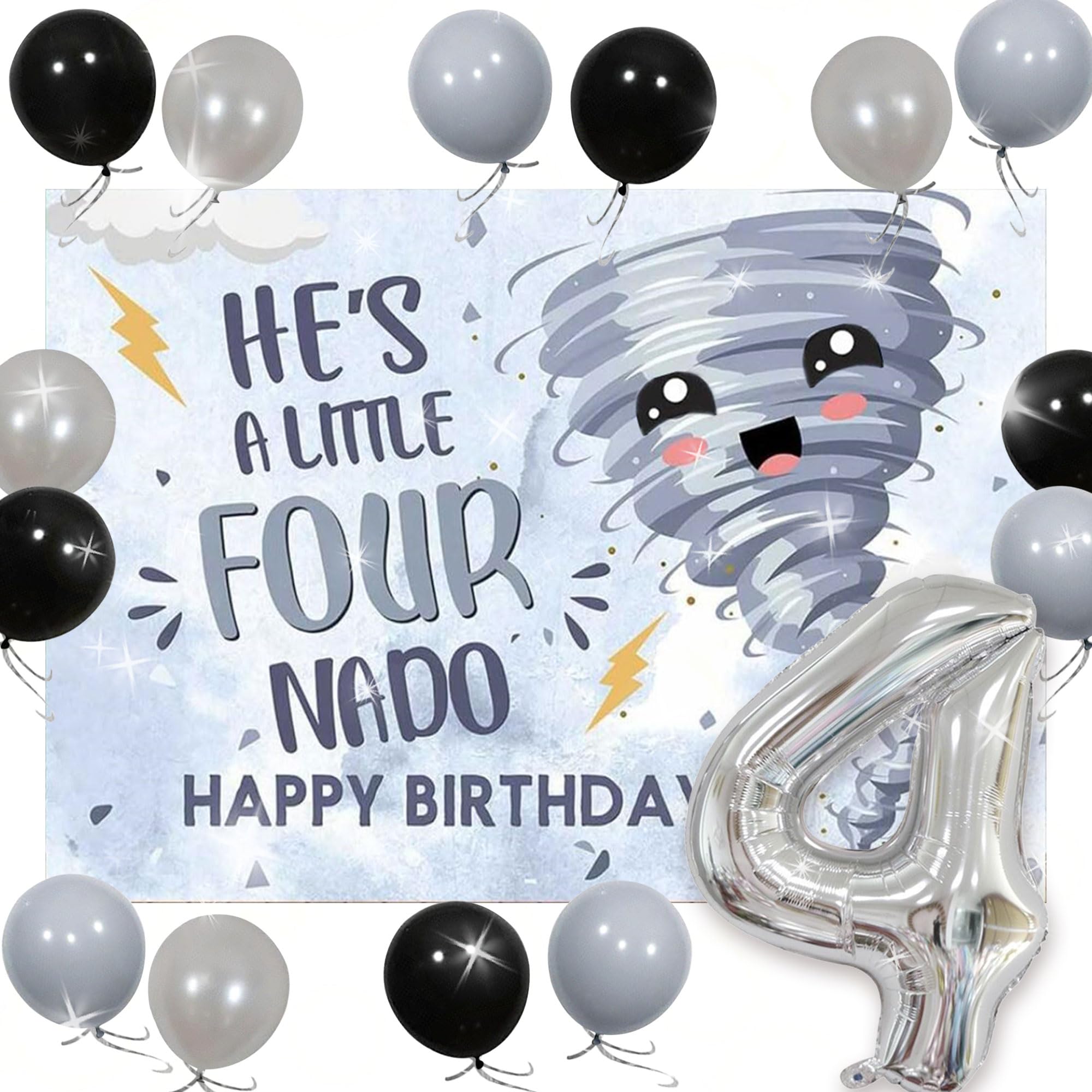 Fournado Birthday Party Decorations Boy Tornado 4th Birthday Party Supplies Four Nado Banner for Boys