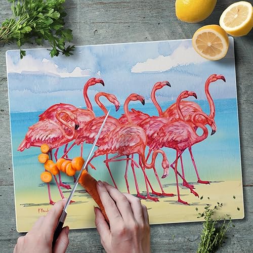 Miniatura 3 de CounterArt Flamingo Horizon Tabla de cortar de vidrio templado tolerante al calor de 0.118 in x 12 pulgadas, fabricada en los Estados Unidos apta