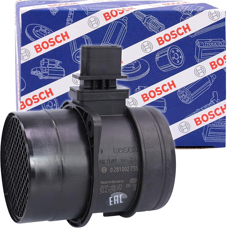 Sensor de fluxo de ar MAF Bosch 0281002735 para Audi A3 e Volkswagen Golf, Jetta – 1 unidade