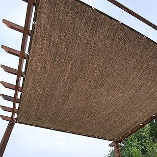 Sunblock Panel de malla con ojales, 90 % resistente a los rayos UV, cortavientos para plantas de jardín, patio, césped, flores, color marrón, 2,5 x 4 m