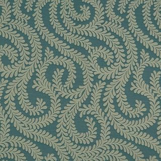 McAlister Textiles Tessuto al Metro Cucito Tappezzeria | Stoffa Decorazioni Casa Divano Sedie | Motivo Vintage Damascato Geometrico Floreale Little Leaf | Blu Verde | Al Mezzo Metro 50x140cm